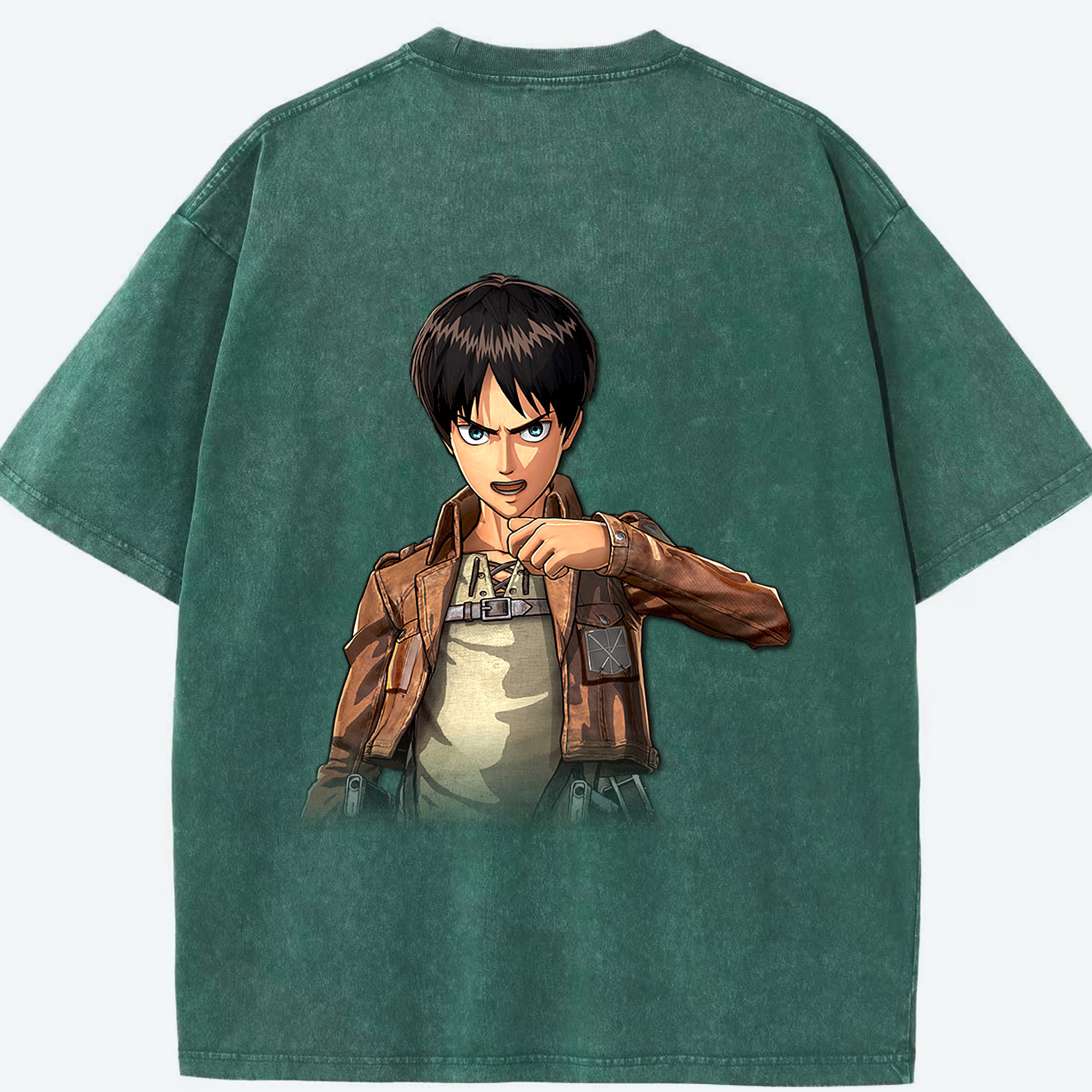 （画像用） 進撃の巨人 エレン･イェーガー Attack on Titan Eren Jäger 綿100% ヴィンテージ風 半袖Tシャツ（背面プリント）